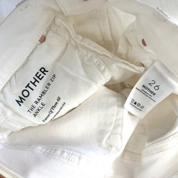 MOTHER THE RAMBLER High Wide Leg Ankle Jeans Fairest Of Them All White 26 NWOT - Picture 5 of 7